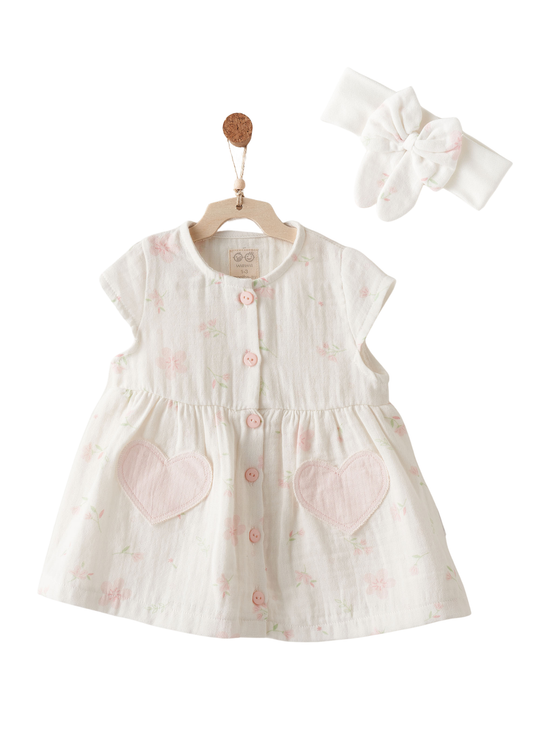 Rochie din Muselina Ivory Imprimeu Flori Roz AC26616 Andywawa