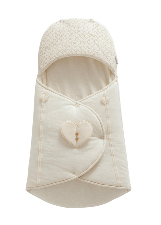 Portbebe Bumbac Bej cu Dantela Crosetata Raschels Touch ANK1848 Mell Sweet Baby