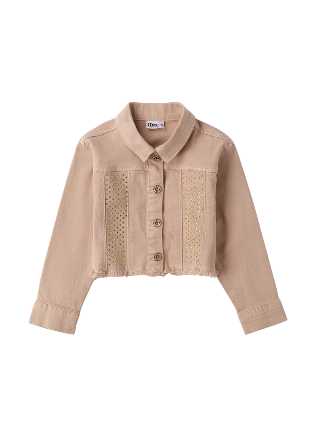 Geaca Scurta Denim Bej cu Strasuri 4.B398/00 iDO
