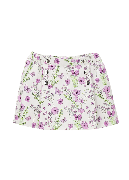 Fusta Pantaloni Scurti Alb cu Flori Mov 0.G352/00 Sarabanda