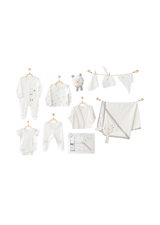 Set 10 Piese Maternitate Crem cu Imprimeu Oite AC25561 Andywawa