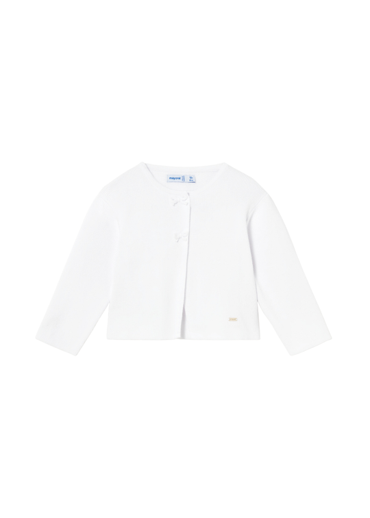 Cardigan Tricotat cu Fundite Alb 1307 Mayoral