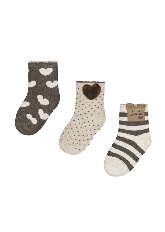 Set 3 Perechi Sosete Bebe in Dungi Bej pentru Fetite 10250 – Mayoral