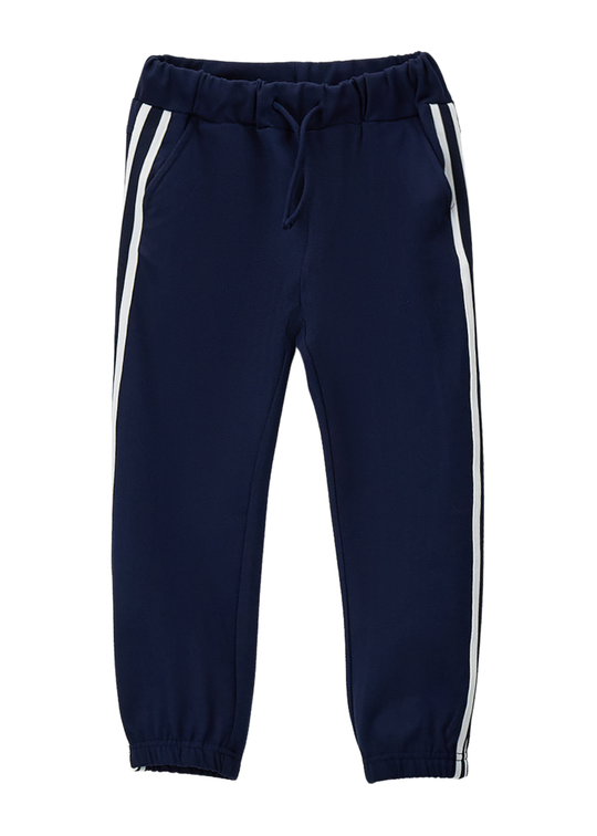 Pantaloni din Tricot Bleumarin cu Dungi Albe Laterale pentru Baieti 4.H475/00 – iDO
