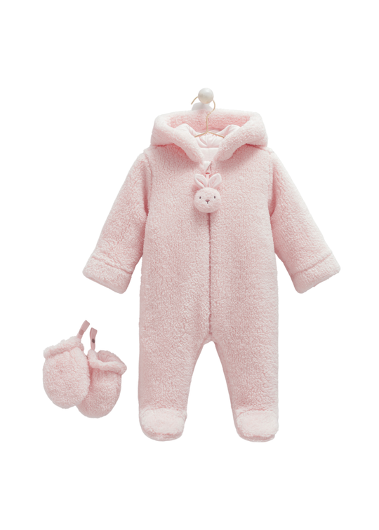 Combinezon Roz din Plus cu Gluga si Iepuras la Fermoar TE2117 Mell Sweet Baby