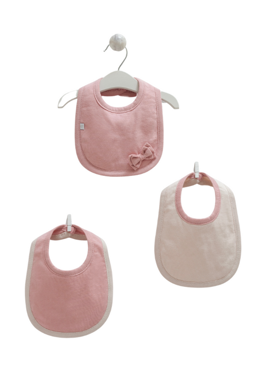 Set of 3 Cotton Bibs Powder Pink 1164 Mell Sweet baby