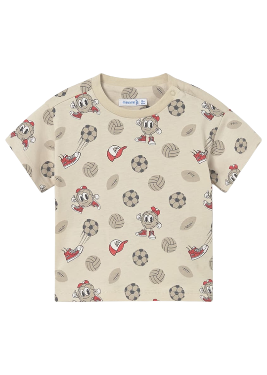 3-Piece Set in Beige and Red: 2 T-shirts and Sports Shorts 1669 Mayoral