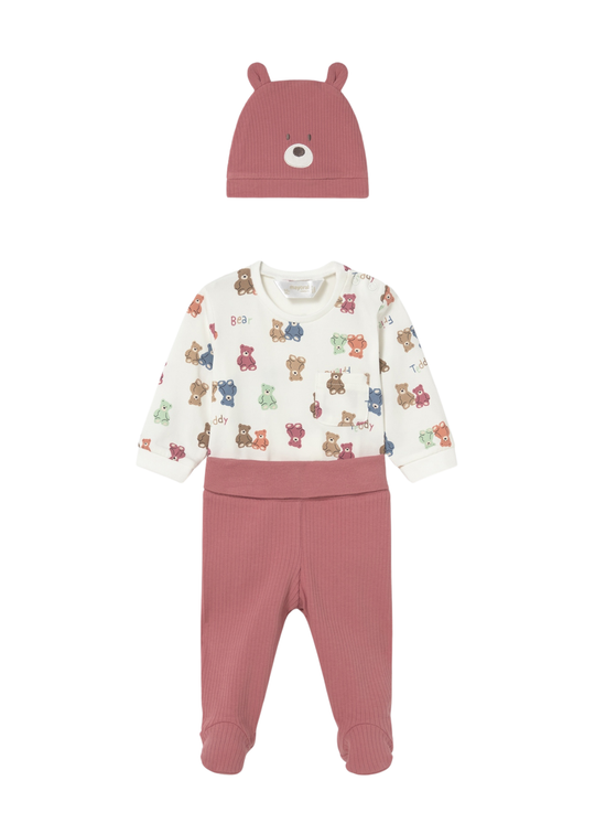 Set 3 Piese Crem cu Caramiziu cu Ursi 1504 col 75 Mayoral