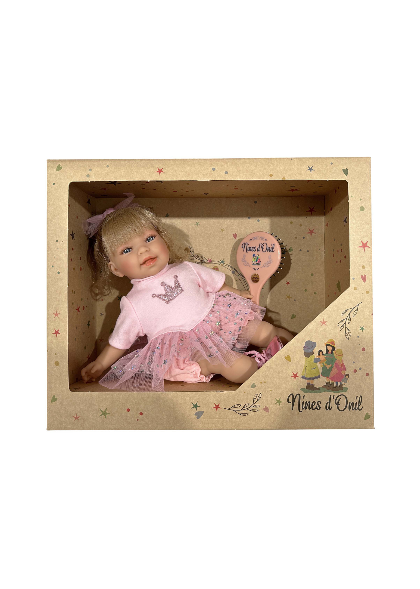 Papusa Parfumata Susi Blonda cu Mecanism Fustita Tull Roz cu Sclipici – 40 cm – 5163 – Nines