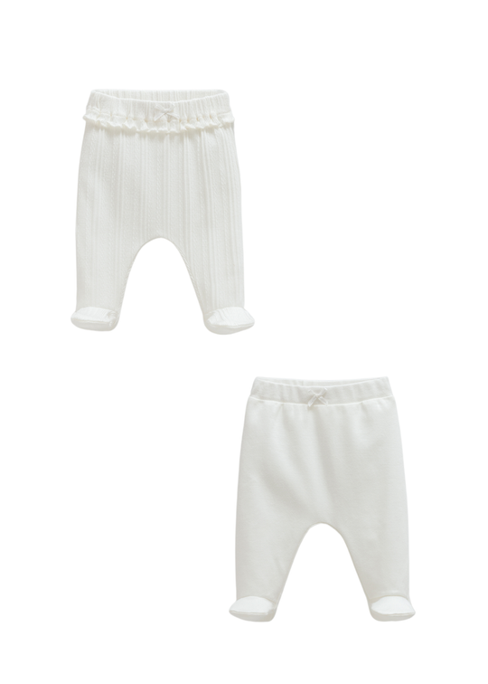 Set 2 Perechi Pantaloni cu Botosei Bumbac Crem APK1938 Mell Sweet Baby