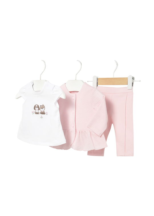 Set 3 Piese Jacheta si Colanti Roz Tricou Crem 1732 Mayoral