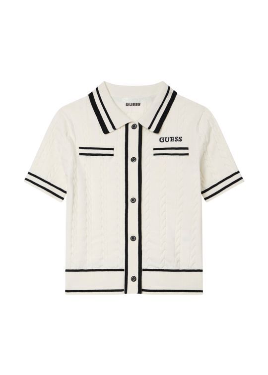 Cardigan Tricotat Ivory cu Guler si Maneca Scurta J6RR16 Z4652 G1O6 Guess