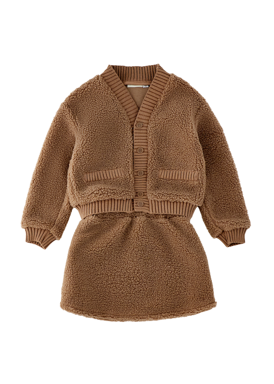 Set 2 Piese Bluza si Fusta Maro din Teddy pentru Fete 0.H371/00 – Sarabanda