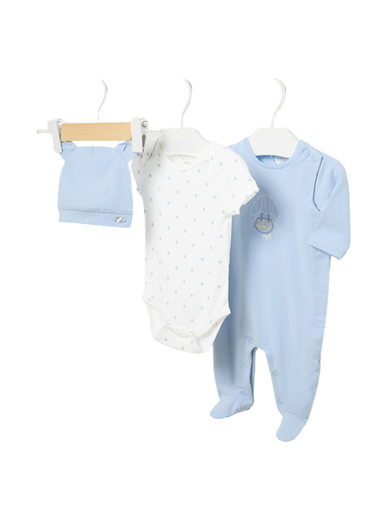 Set 3 Piese, Salopeta Lunga Bleu, Body si Fes Better Cotton 1723 Mayoral