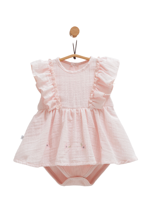 Body Tip Rochita din Muselina Roz Little Girl BK1666 Mell Sweet Baby