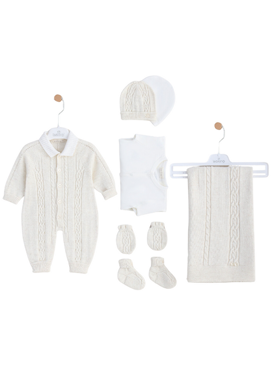 7-Piece Cream Knitted Set with Jumpsuit 3414 Leo King