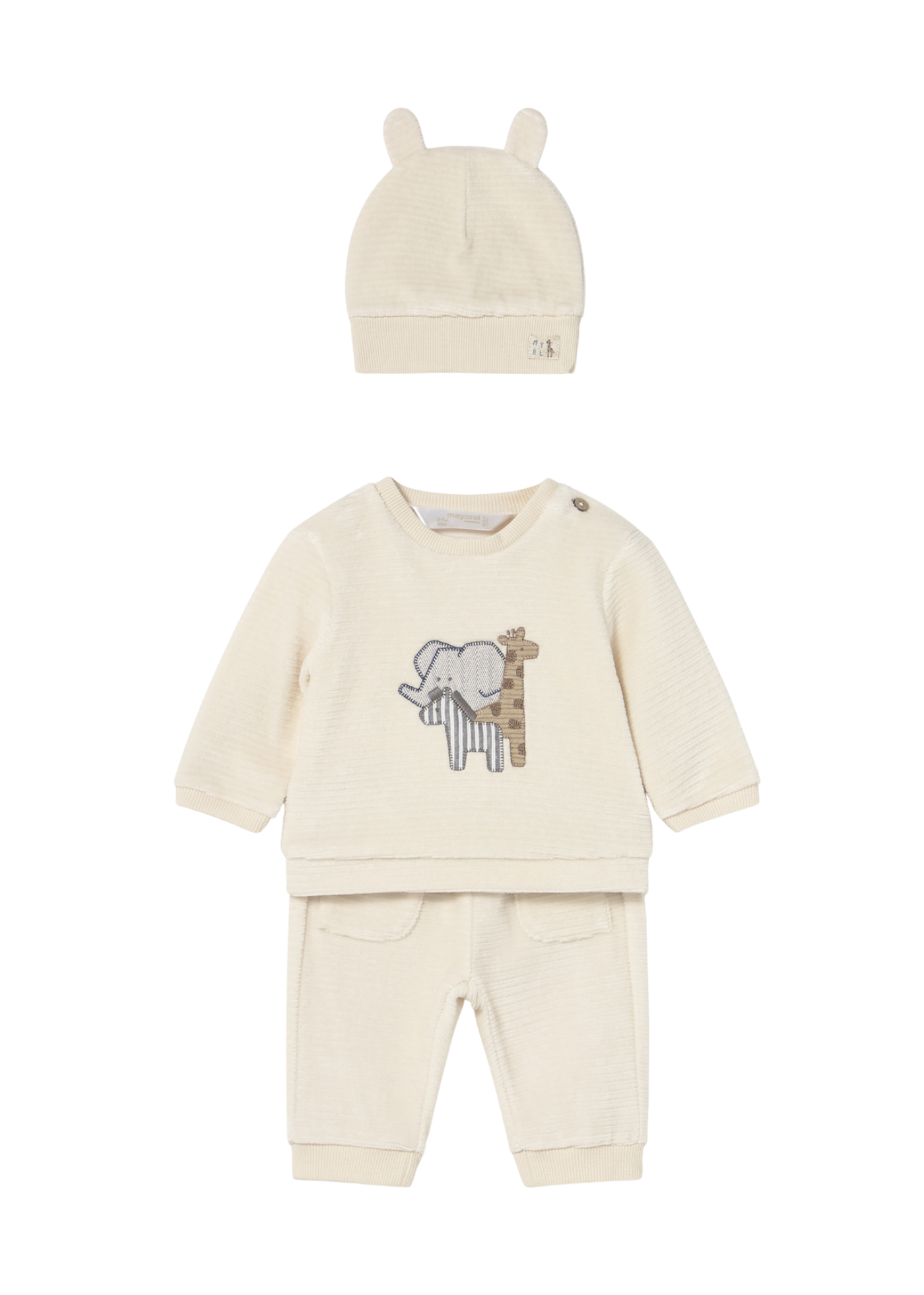 Trening 3 Piese Reiat Bej Bluza Pantaloni si Fes 2624 Mayoral