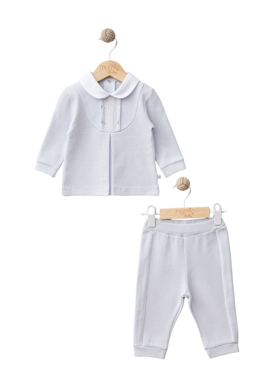 Set 2 Piese Bleu Bluza cu Guler si Pantaloni Lungi 4385 MyMio