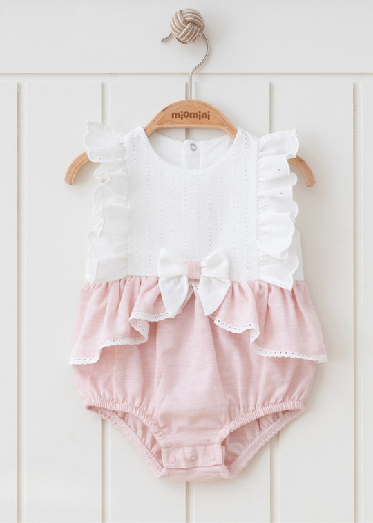 Боді білого лосося Спарта, бавовна з вишивкою та оборками 5550 MyMio