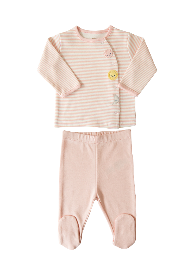 Set 2 Piese Bluza si Pantaloni Bumbac Organic Roz Organic New Dreams S31450 KitiKate