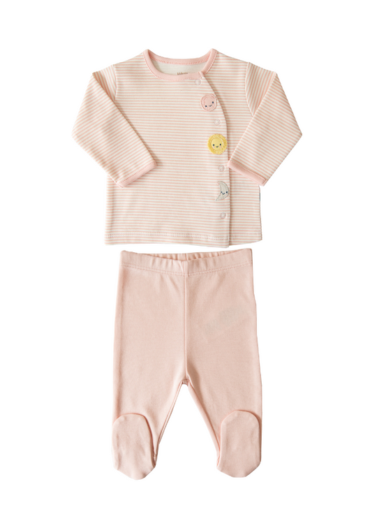 Set 2 Piese Bluza si Pantaloni Bumbac Organic Roz Organic New Dreams S31450 KitiKate