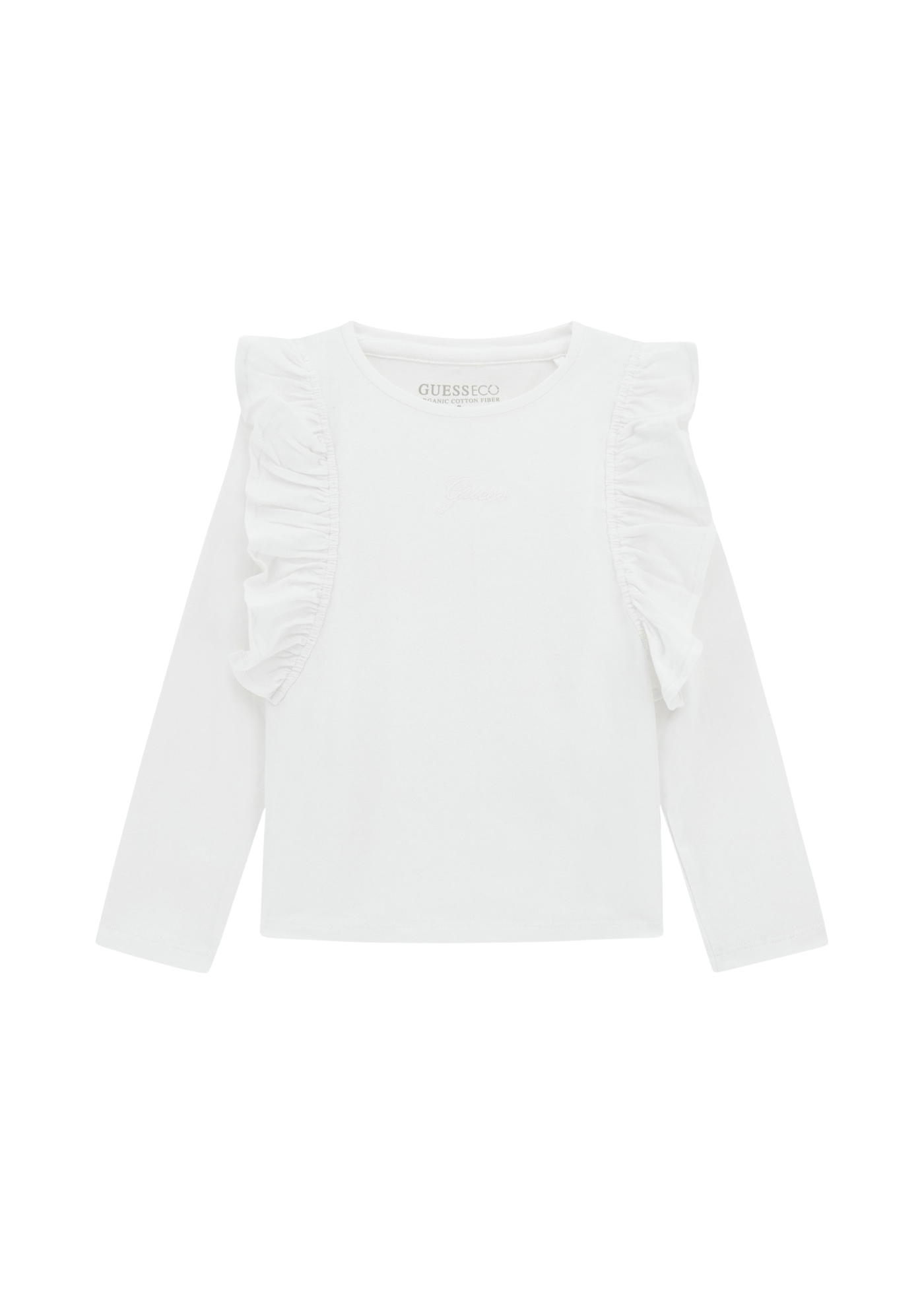 Bluza Alba cu Maneca Lunga cu Volane la Umeri K5YI25 K6YW4 G011 Guess