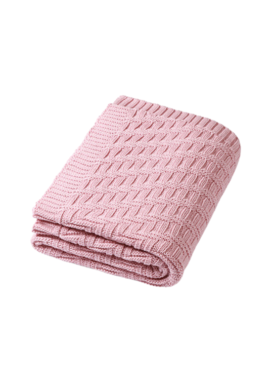 Knitted Powder Pink Cotton Blanket - 75x100 cm 1647/01 - BabyOno