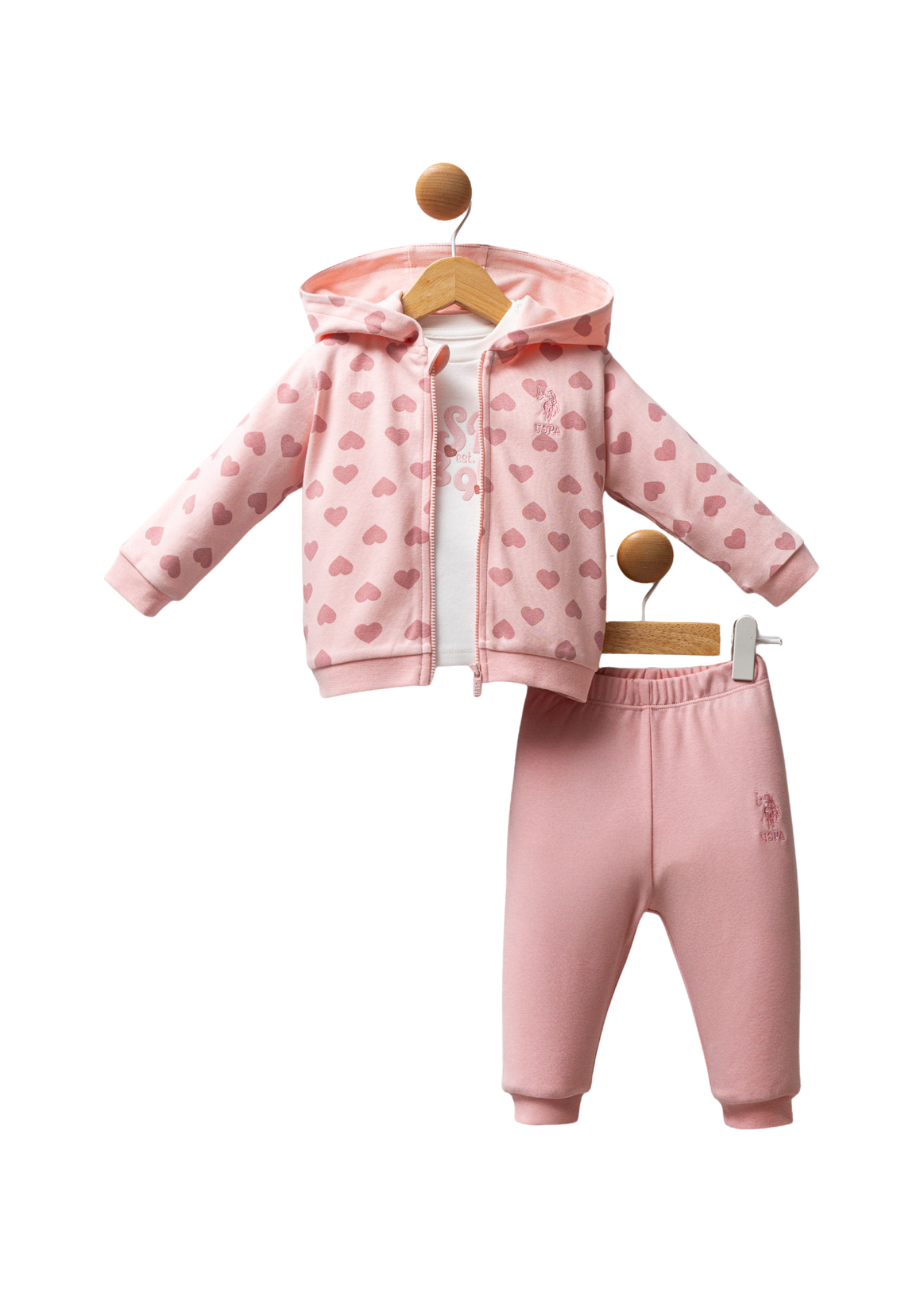 Trening 3 Piese Roz cu Inimi USB2712 V1 Us Polo Assn