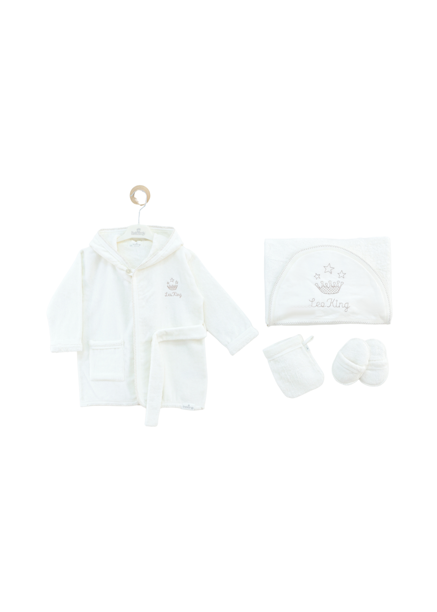 Set cu Halat de Baie 5 Piese Alb 12805 Leo King