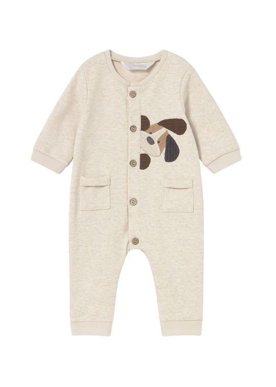 Long Beige Jumpsuit with Buttons and Dog Applique 2731 Mayoral