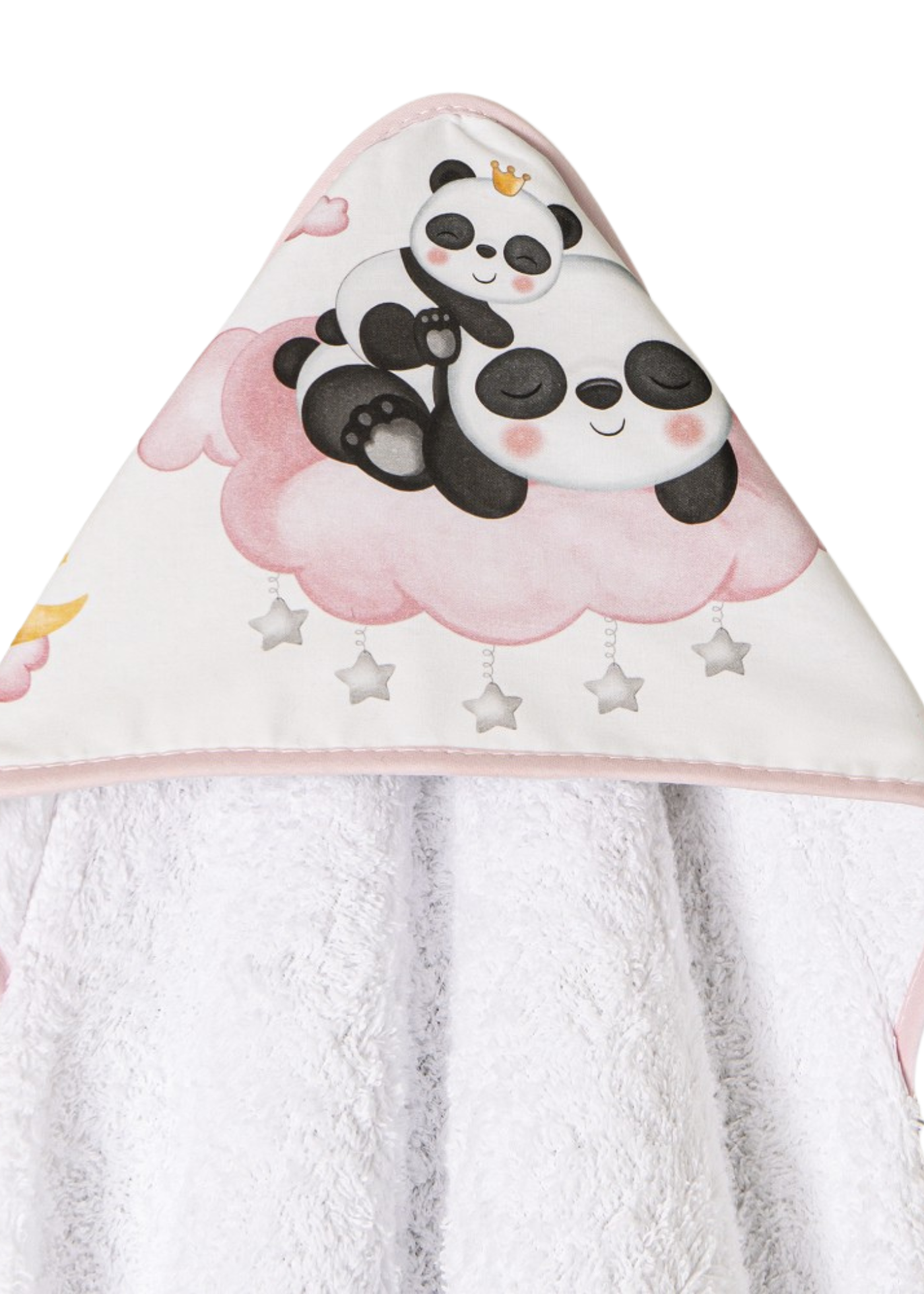 Prosop cu Capison 100x100 cm Alb-Roz cu Ursuleti Panda D1226-12 InterBaby