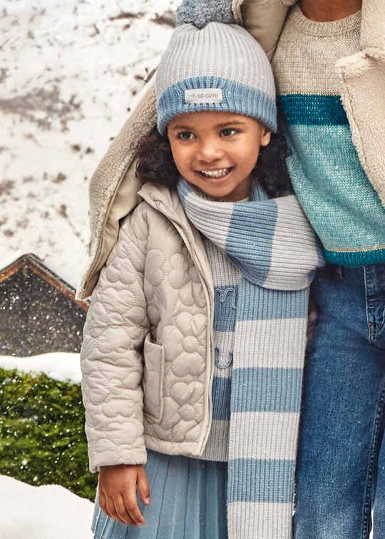 Geaca Matlasata Bej cu Cusaturi Flori cu Gluga 4495 col 15 Mayoral