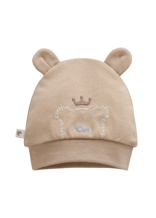 Fes din Bumbac Bej cu Urechiuse si Broderie Coroana SPE1876 Mell Sweet Baby