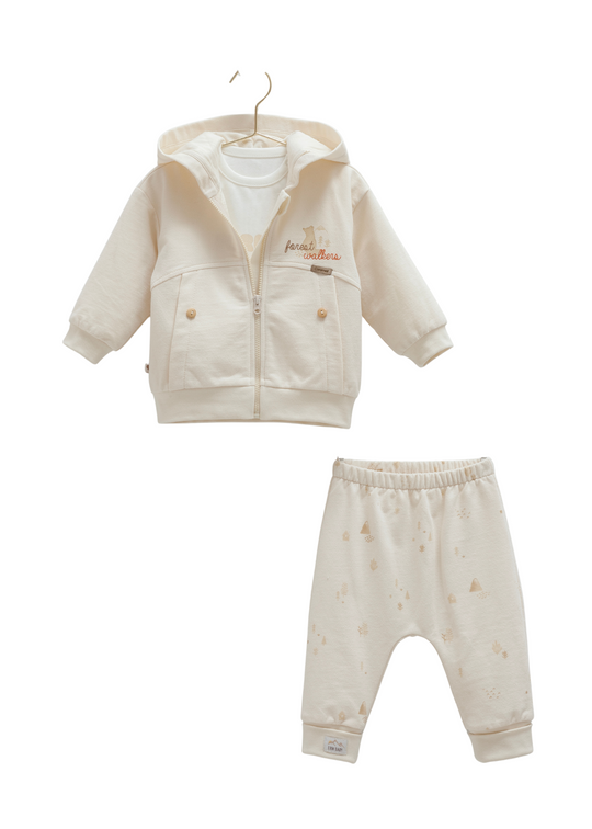 Trening 2 Piese Hanorac si Pantaloni Lungi Bej TKE2026 Mell Sweet Baby