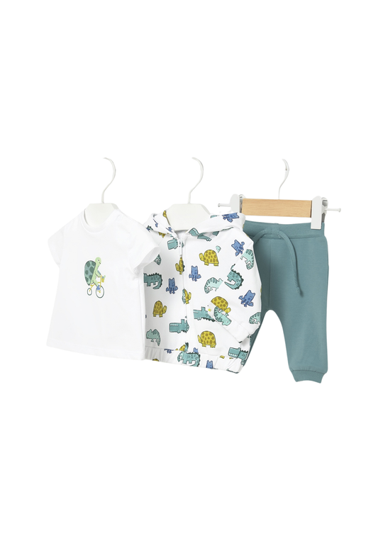 Trening 3 Piese Alb cu Verde cu Crocodil 1893 Mayoral