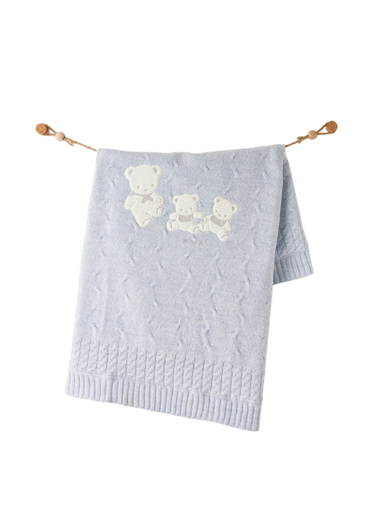 Patura Tricotata Bleu cu Ursi AC26341 Andywawa