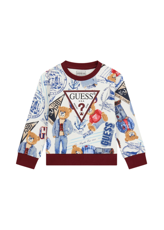 Bluza Sport Alb cu Grena Imprimeu Nautic N6RQ00 KA6R4 P7HZ Guess