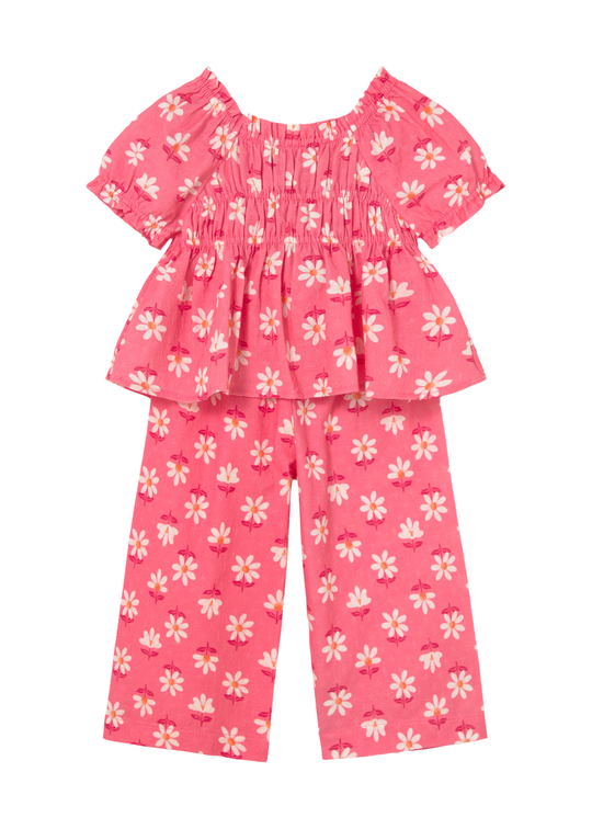 Set 2 Piese Top si Pantaloni Lungi Roz cu Flori 1513 Mayoral