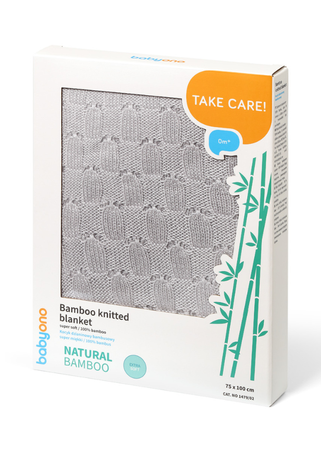Paturica Tricotata din Bambus Gri 75x100 cm 1479/02 BabyOno