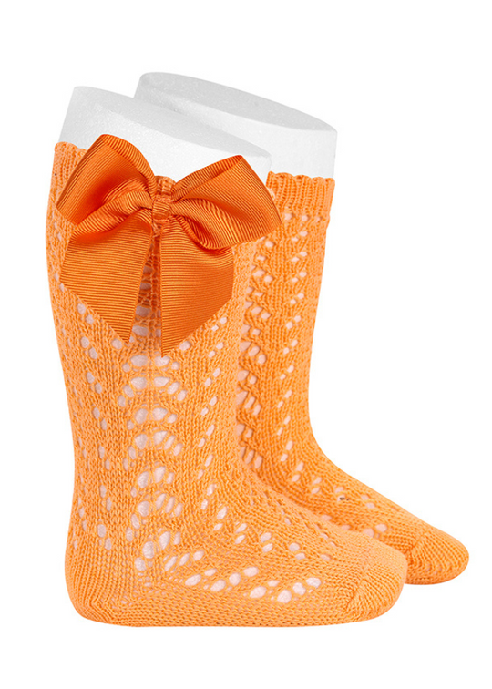 Peach 3/4 Perforated Cotton Stockings with Rips Bow 2519/2 col 617 Condor