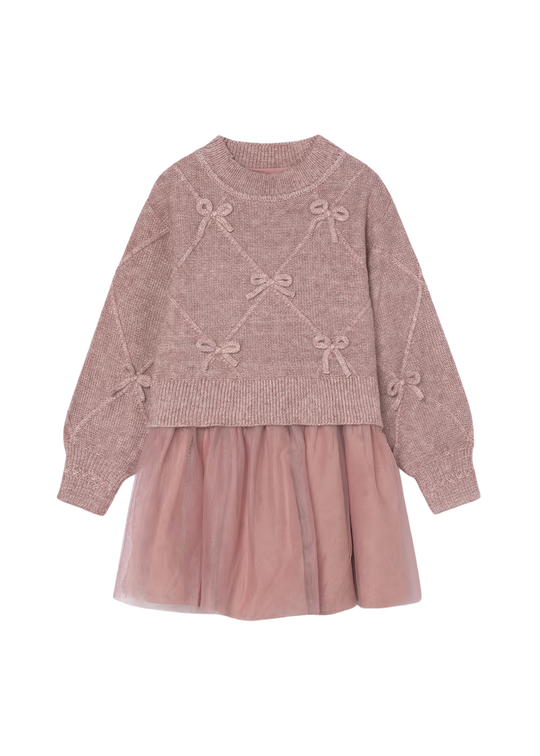 Rochie Tricotata Roz cu Funde si Tul pentru Fete 4927 – Mayoral