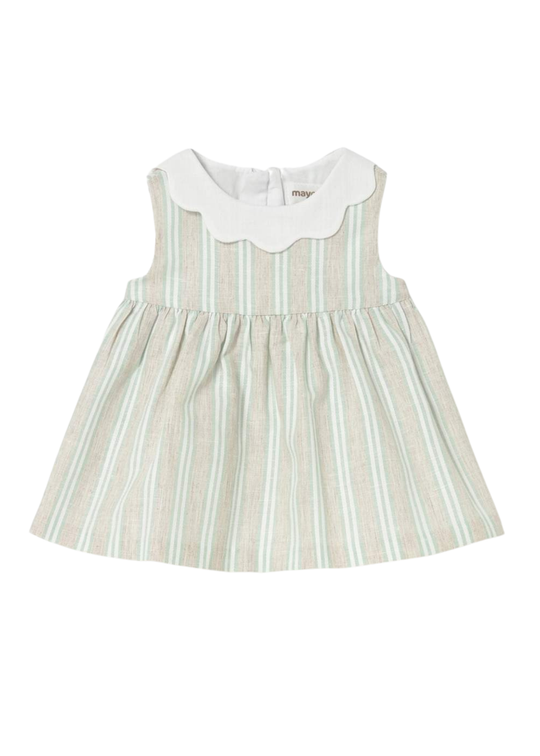 Rochie Bej cu Dungi Verzi Fara Maneci 1801 Mayoral