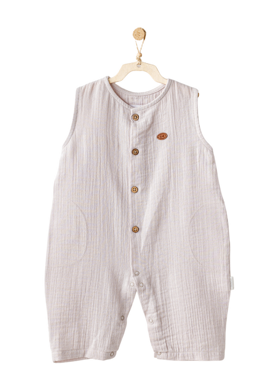 Long Beige Jumpsuit with Buttons AC25883 Andywawa