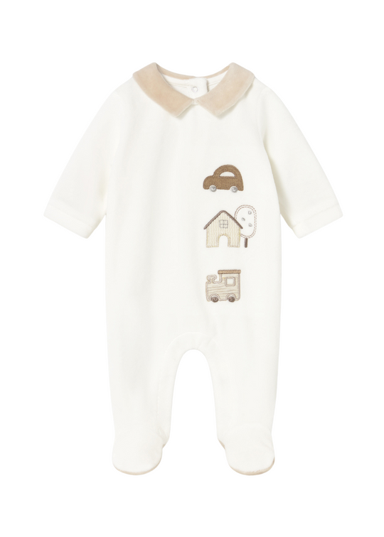 Long Velvet Jumpsuit Cream with Cars 2716 Mayoral