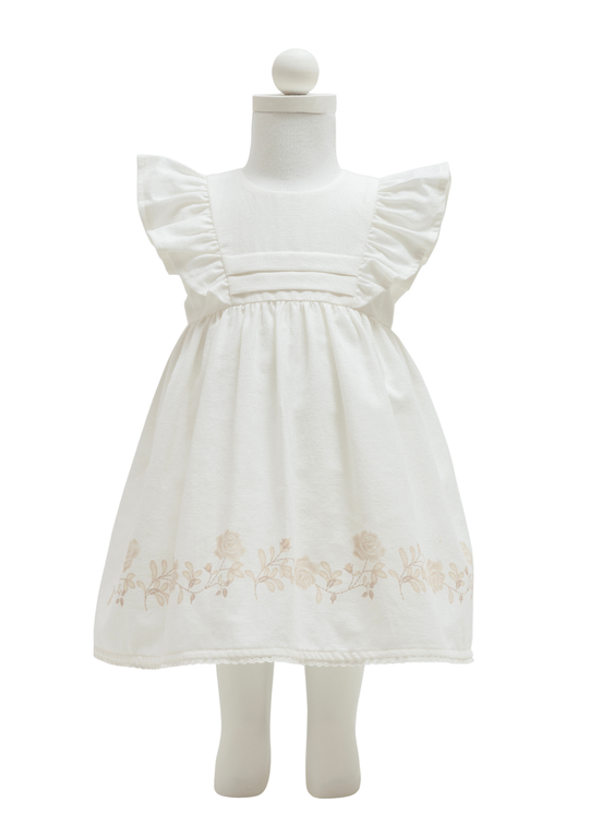 Ivory cotton and linen dress Mini Lady art ELB2431 Mell Sweet Baby