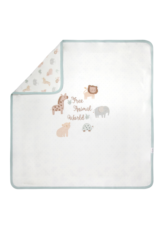 Paturica din Bumbac cu Aplicatii Animale Verde Free Animal World B891 – Bebetto