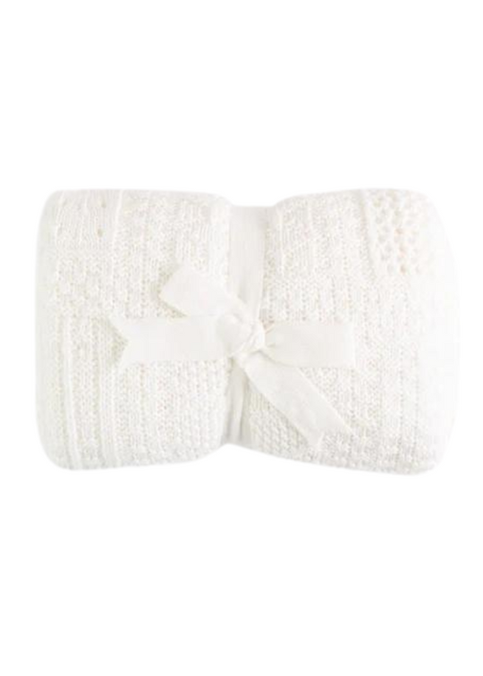 Ecru Knitted Organic Cotton Blanket 80 x 90 cm S22599 KitiKate