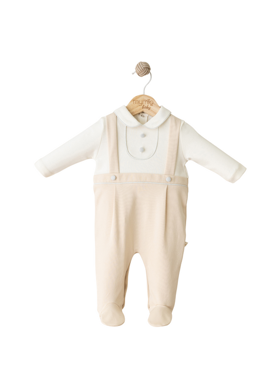 Salopeta Lunga Bej cu Bust Crem si Guler 4070 MyMio