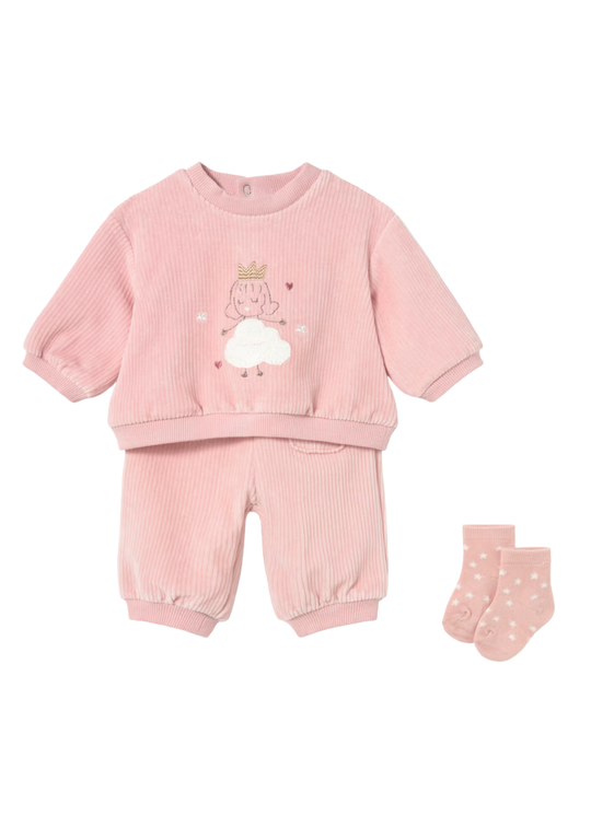 Trening Roz din Catifea Reiata pentru Nou-Nascute 2654 – Mayoral