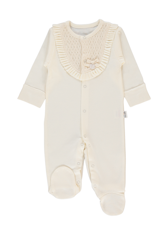 Salopeta Lunga Crem cu Dantela T4022 Bebetto